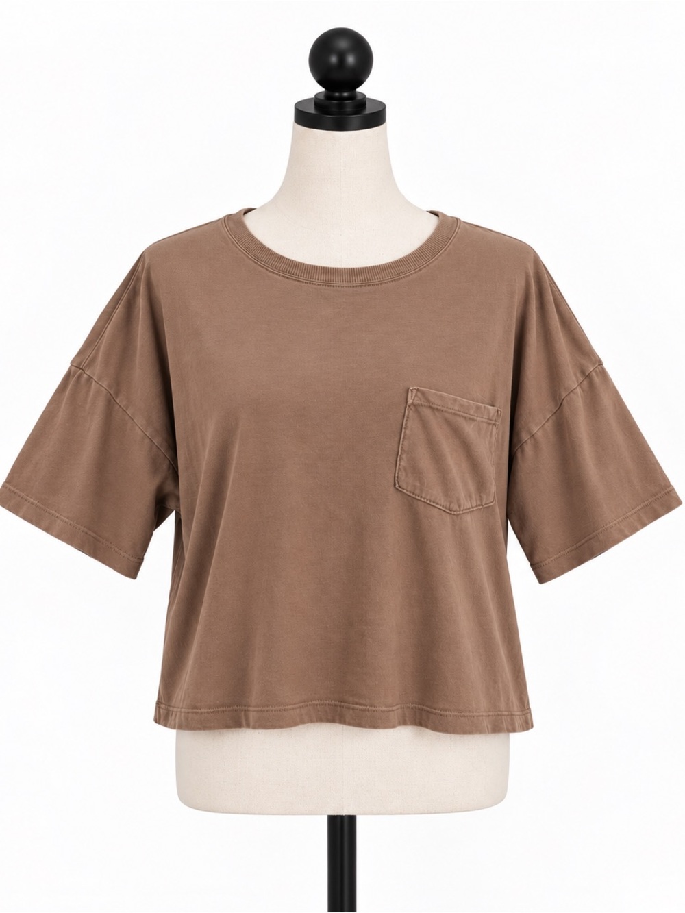 SO Taupe Brown Oversized Pocket T-Shirt - Size Large